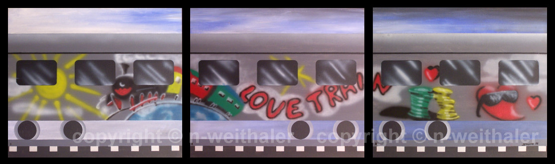 LOVE TRAIN Moderne Malerei Acryl abstrakte Kunst